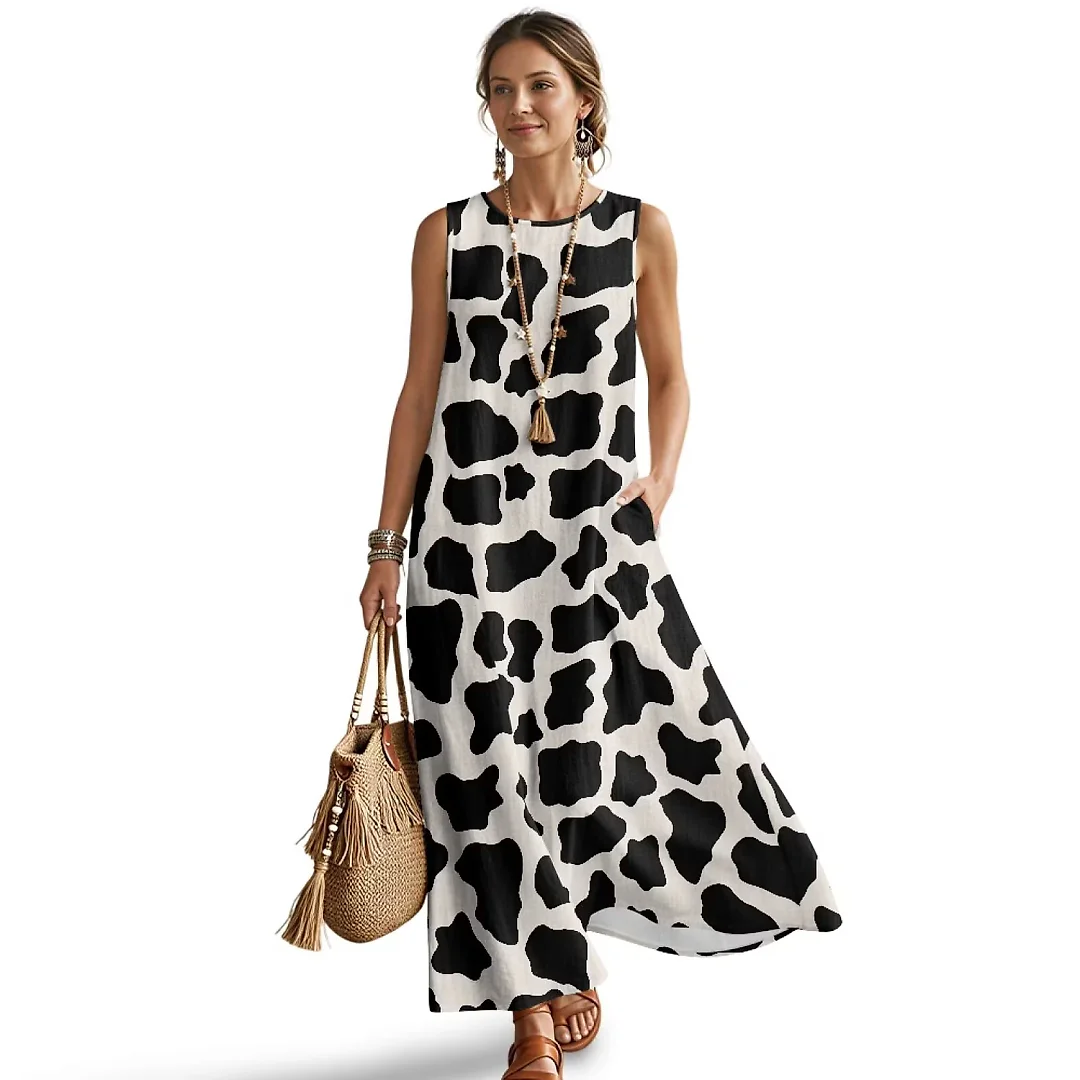 Kirablend Nalani Linen-Look Sleeveless Maxi Dress with Pockets