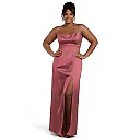 Kirablend Noelle Satin A-Line Maxi Dress with Side Cutouts