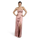 Kirablend Noelle Satin A-Line Maxi Dress with Side Cutouts