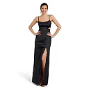 Kirablend Noelle Satin A-Line Maxi Dress with Side Cutouts