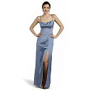 Kirablend Noelle Satin A-Line Maxi Dress with Side Cutouts