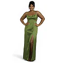 Kirablend Noelle Satin A-Line Maxi Dress with Side Cutouts