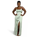 Kirablend Noelle Satin A-Line Maxi Dress with Side Cutouts