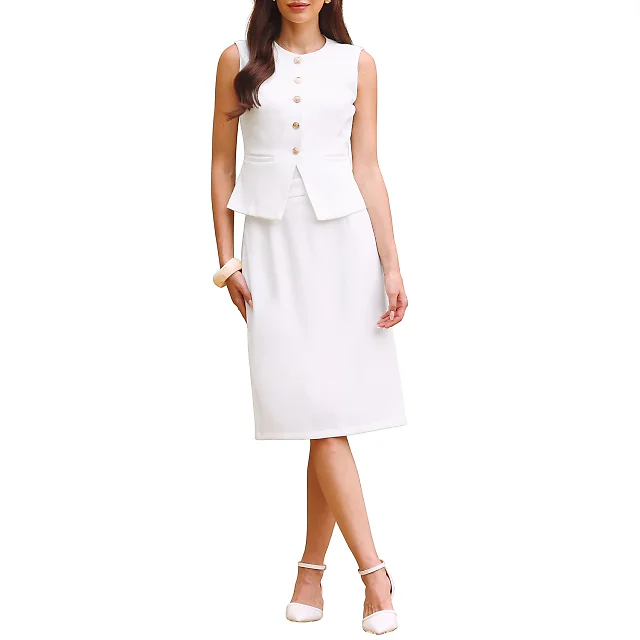 Kirablend Quinn Tailored Vest & Midi Pencil Skirt Set