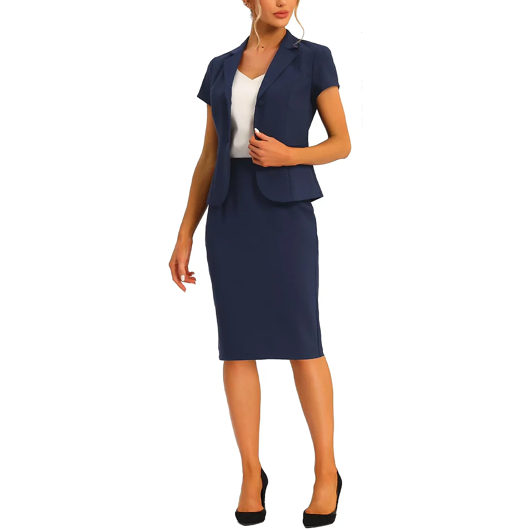 Kirablend Reese Short-Sleeve Blazer & Pencil Skirt Office Set