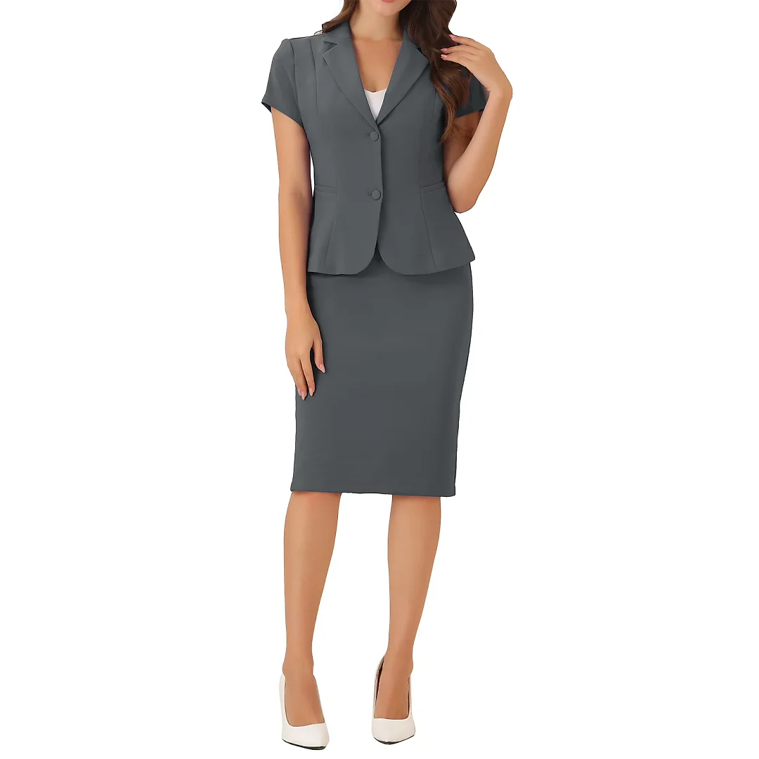 Kirablend Reese Short-Sleeve Blazer & Pencil Skirt Office Set