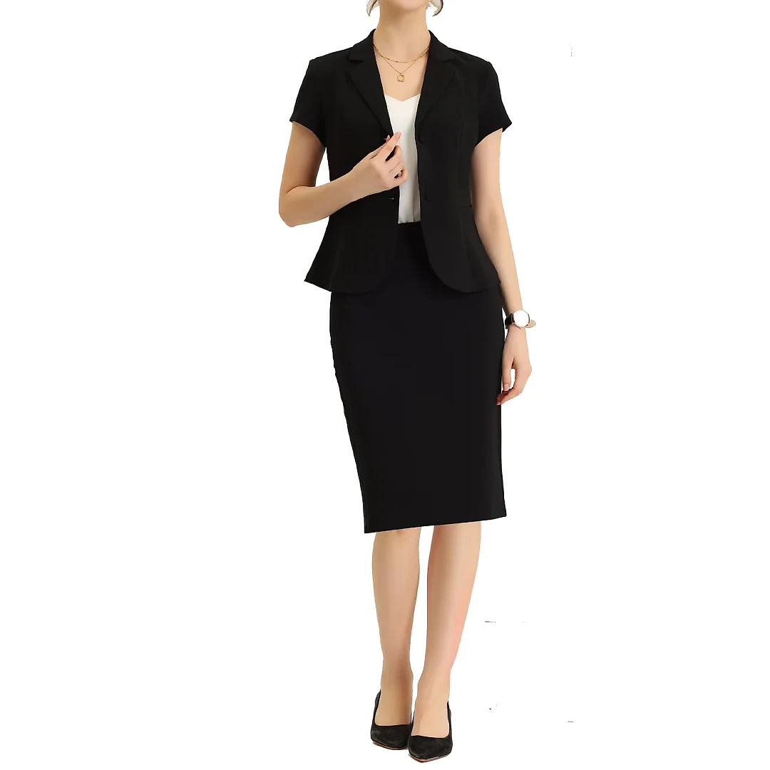 Kirablend Reese Short-Sleeve Blazer & Pencil Skirt Office Set