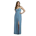 Kirablend Serena Chiffon Spaghetti Strap A-Line Maxi Dress with Slit