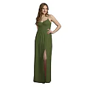 Kirablend Serena Chiffon Spaghetti Strap A-Line Maxi Dress with Slit