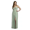 Kirablend Serena Chiffon Spaghetti Strap A-Line Maxi Dress with Slit
