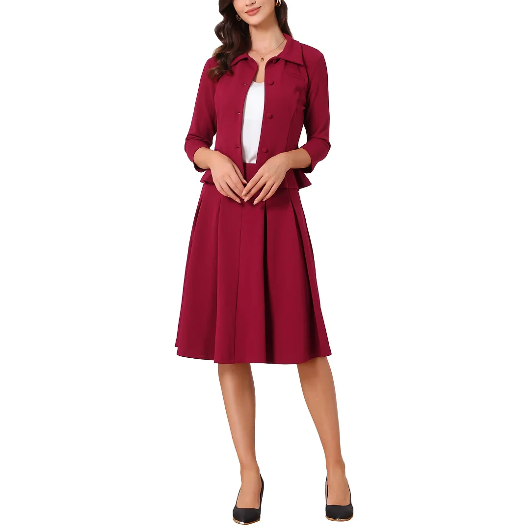 Kirablend Sloane Belted Blazer & Pleated Skirt Two-Piece Set