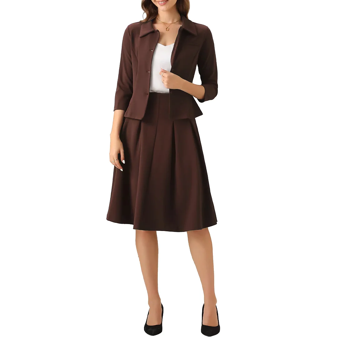 Kirablend Sloane Belted Blazer & Pleated Skirt Two-Piece Set