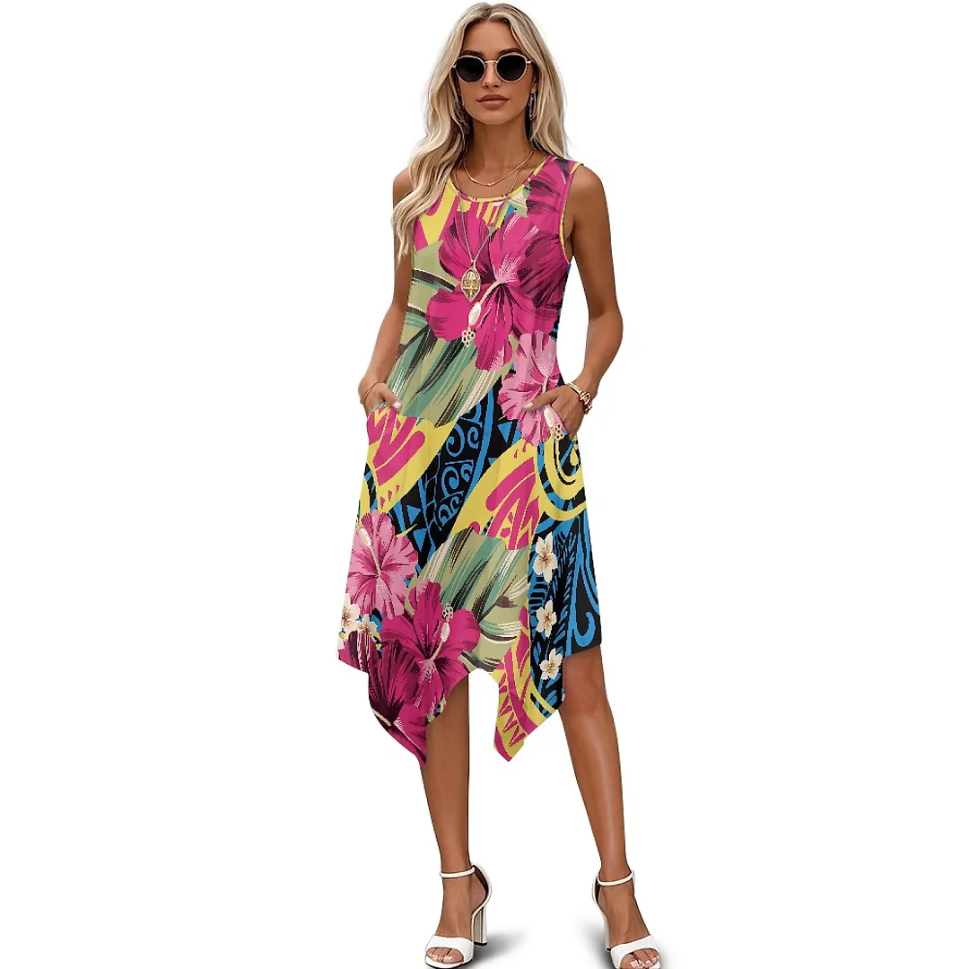 Kirablend Tessa Tropical-Print Tank Midi Dress