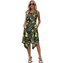 Kirablend Tessa Tropical-Print Tank Midi Dress