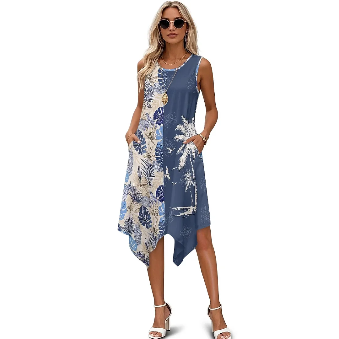 Kirablend Tessa Tropical-Print Tank Midi Dress
