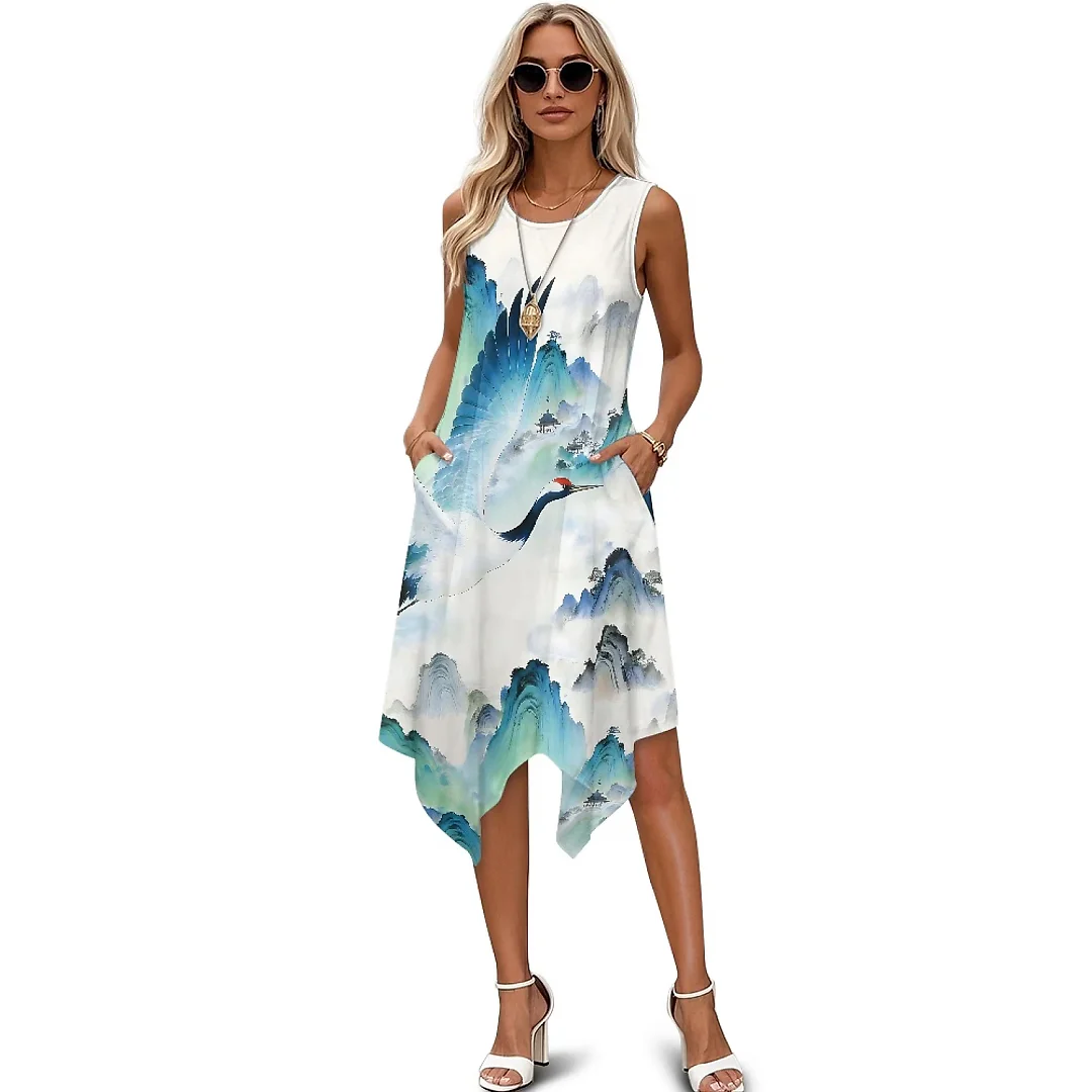 Kirablend Tessa Tropical-Print Tank Midi Dress