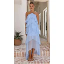 Kirablend Vela Halter Backless Peplum Maxi Dress