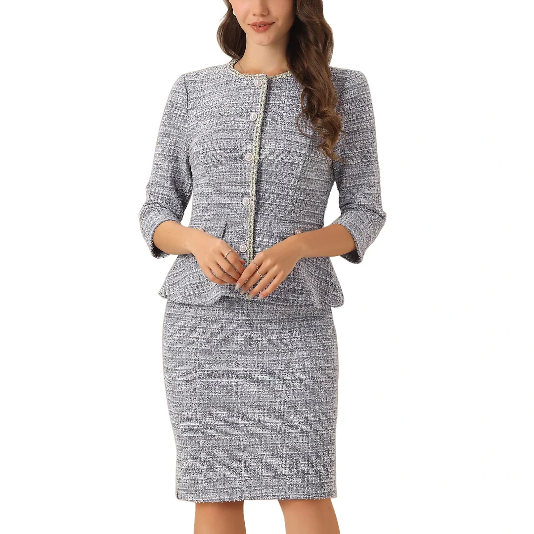 Kirablend Wren Tweed Jacket & Pencil Skirt Two-Piece Set