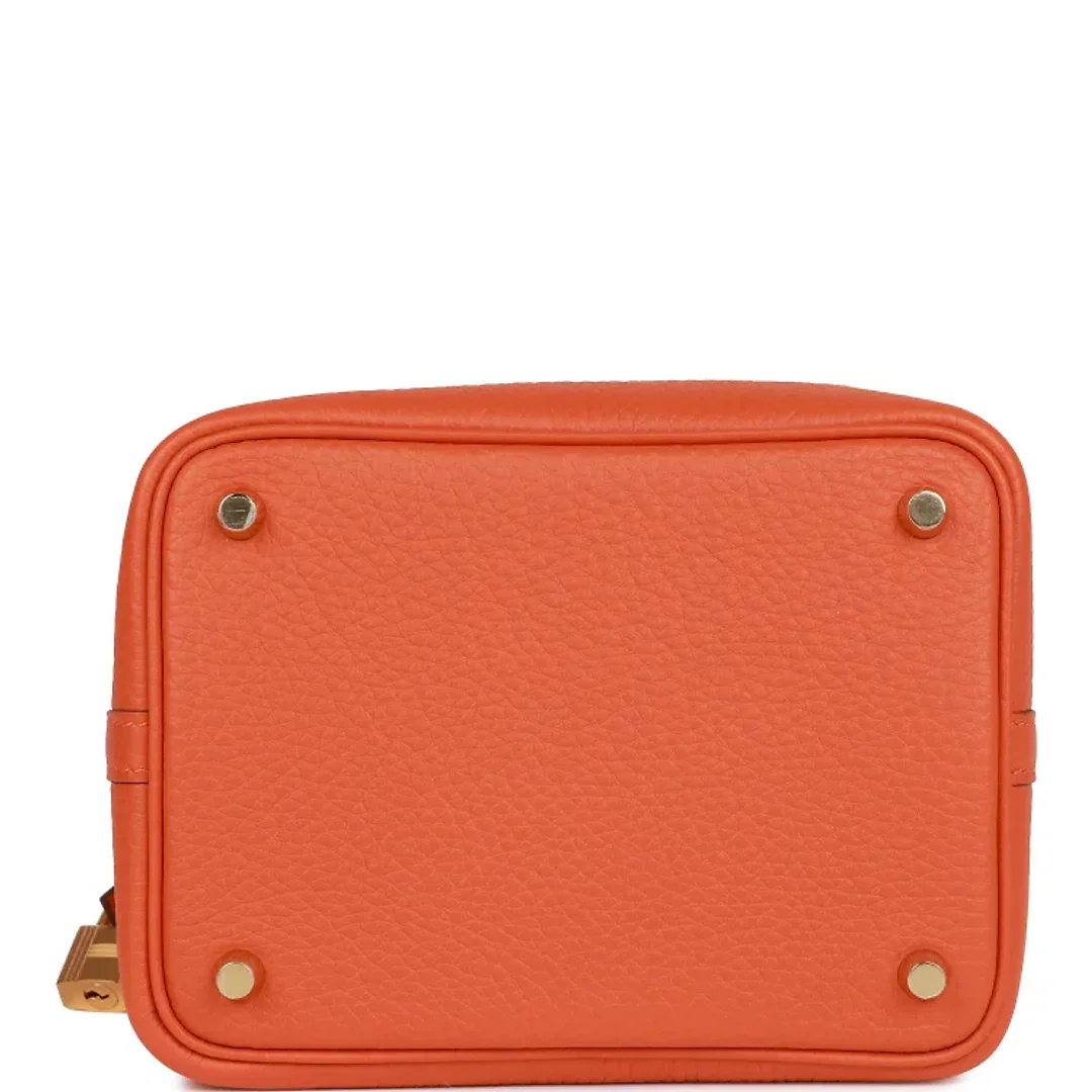 H Picotin Lock 18 Orange Clemence Gold Hardware