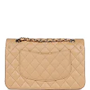 CC Medium Classic Double Flap Bag Beige Lambskin Silver Hardware