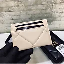 cc CO-CO 19 Card Holder Wallet 11cm/4.3in Gold Toned Hardware For Women Beige