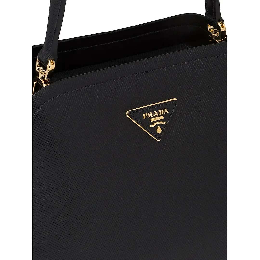 PP Medium Saffiano Leather PP Matin��e Bag in Black