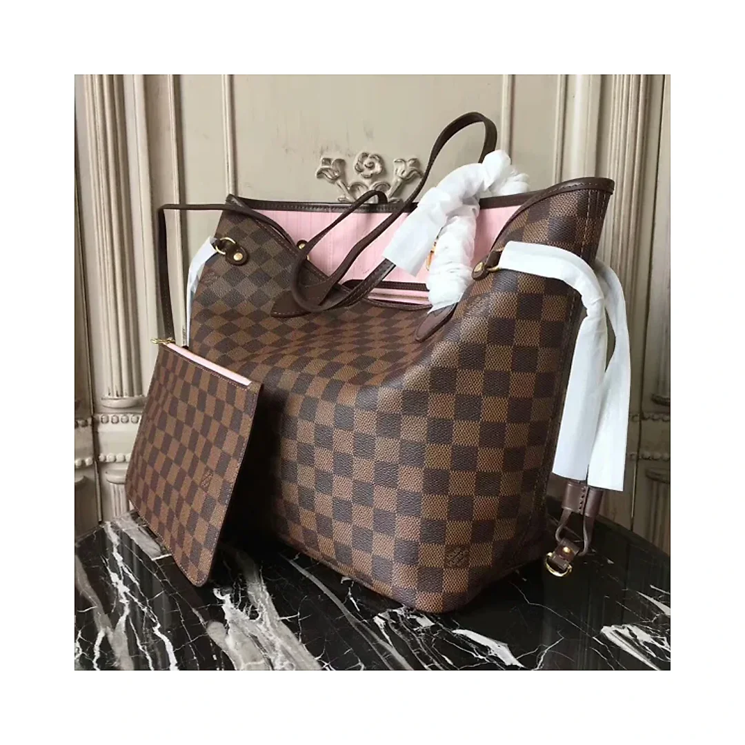 L N41603 Neverfull MM Shoulder Bag Damier Ebene Canvas