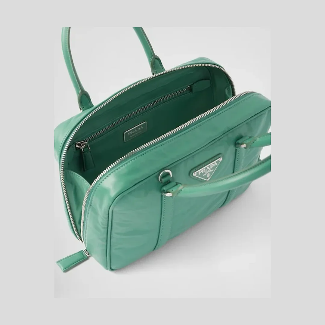 PP Medium antique nappa leather top handle bag – Sage Green