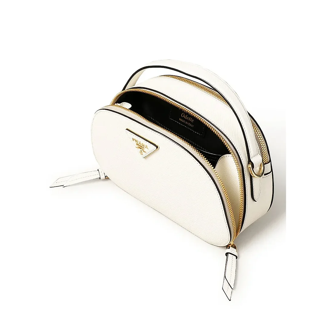 PP Saffiano Leather Odette Bag in White