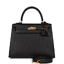 H Kelly Sellier 25 Black Ostrich Gold Hardware
