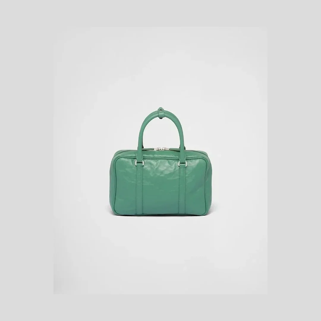 PP Medium antique nappa leather top handle bag – Sage Green