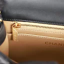 CC Pearl Crush Mini Square Flap Bag Black Lambskin Antique Gold Hardware