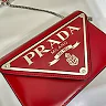 Pra Brushed Shoulder Bag Red For Women, Women’s Bags 6.7in/17cm 1BH189_ZO6_F02SB_V_5KO