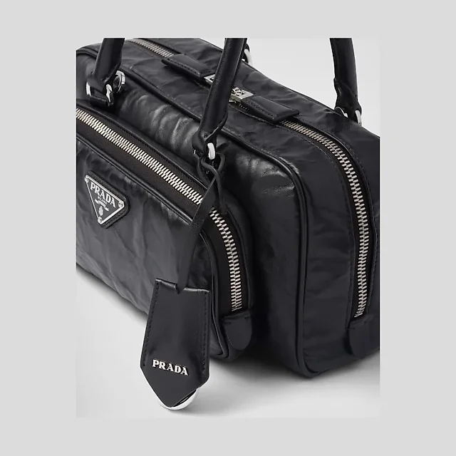 PP Antique nappa leather multi-pocket top-handle bag – Black