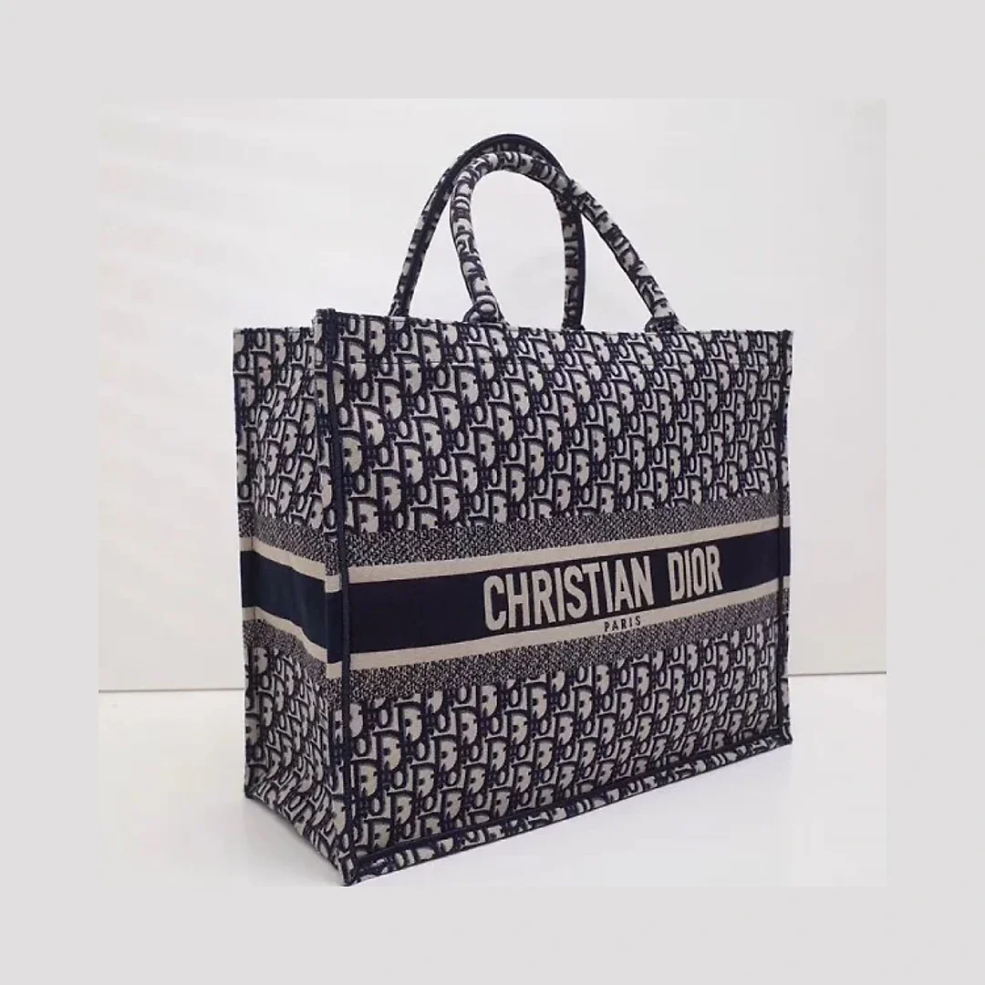 D Book Tote Bag In Blue Oblique Canvas