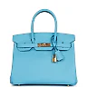 H Birkin 30 Celeste Epsom Gold Hardware