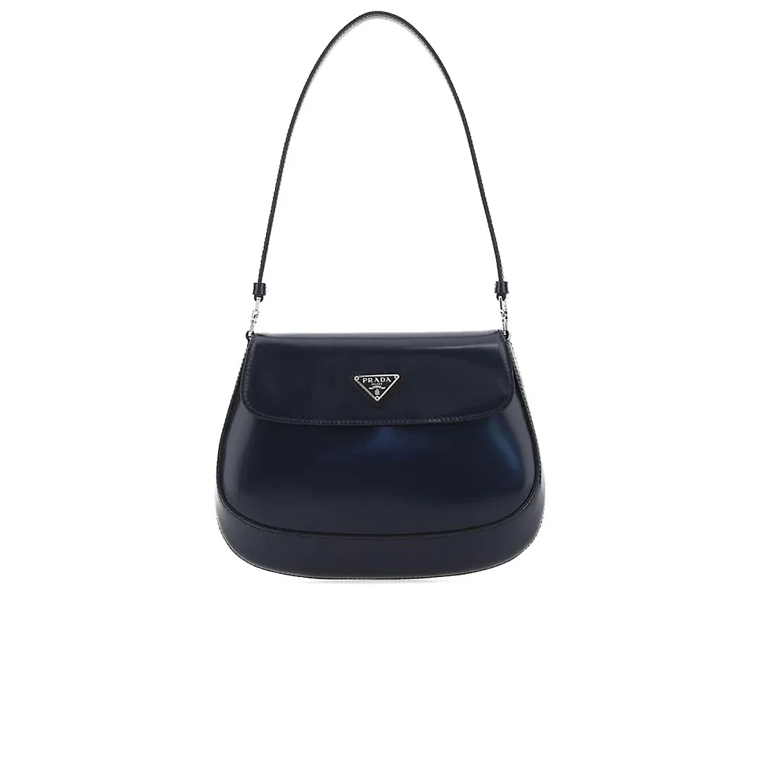 PP Cleo Brushed Leather Shoulder Bag with Flap in Baltic Blue