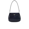 PP Cleo Brushed Leather Shoulder Bag with Flap in Baltic Blue
