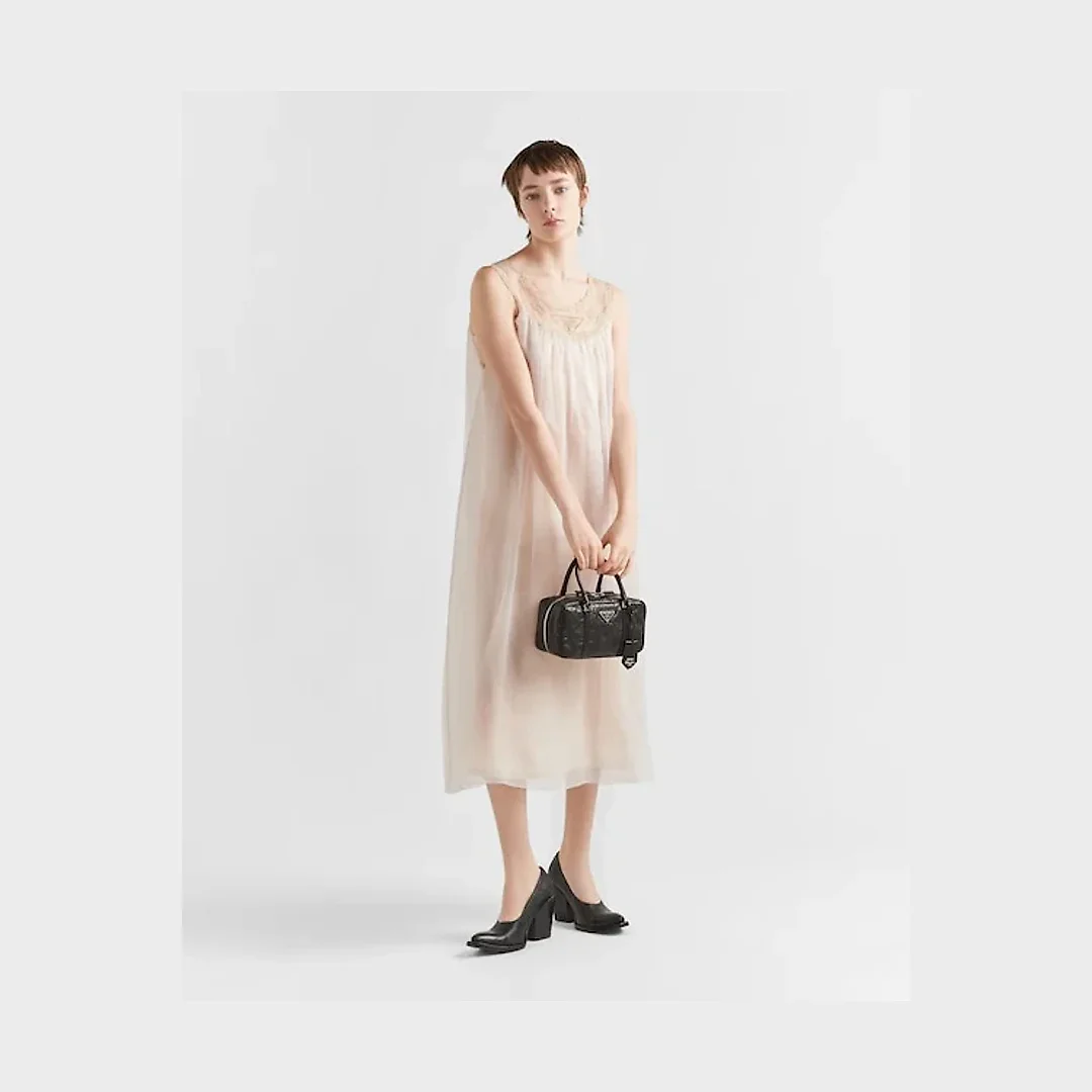 PP Small antique nappa leather top handle bag – Black