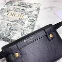 D Black Calfskin Saddle Belt Bag