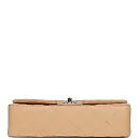 CC Medium Classic Double Flap Bag Beige Lambskin Silver Hardware