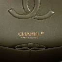 CC Medium Classic Double Flap Bag Olive Calfskin Light Gold Hardware