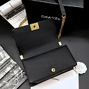 CC 25.5cm Boy Handbag Black Grained Calfskin Gold Tone Metal Caviar leather