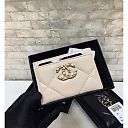 cc CO-CO 19 Card Holder Wallet 11cm/4.3in Gold Toned Hardware For Women Beige