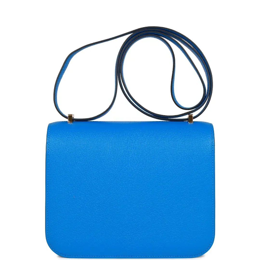 H Constance 18 Bleu Hydra Chevre Gold Hardware