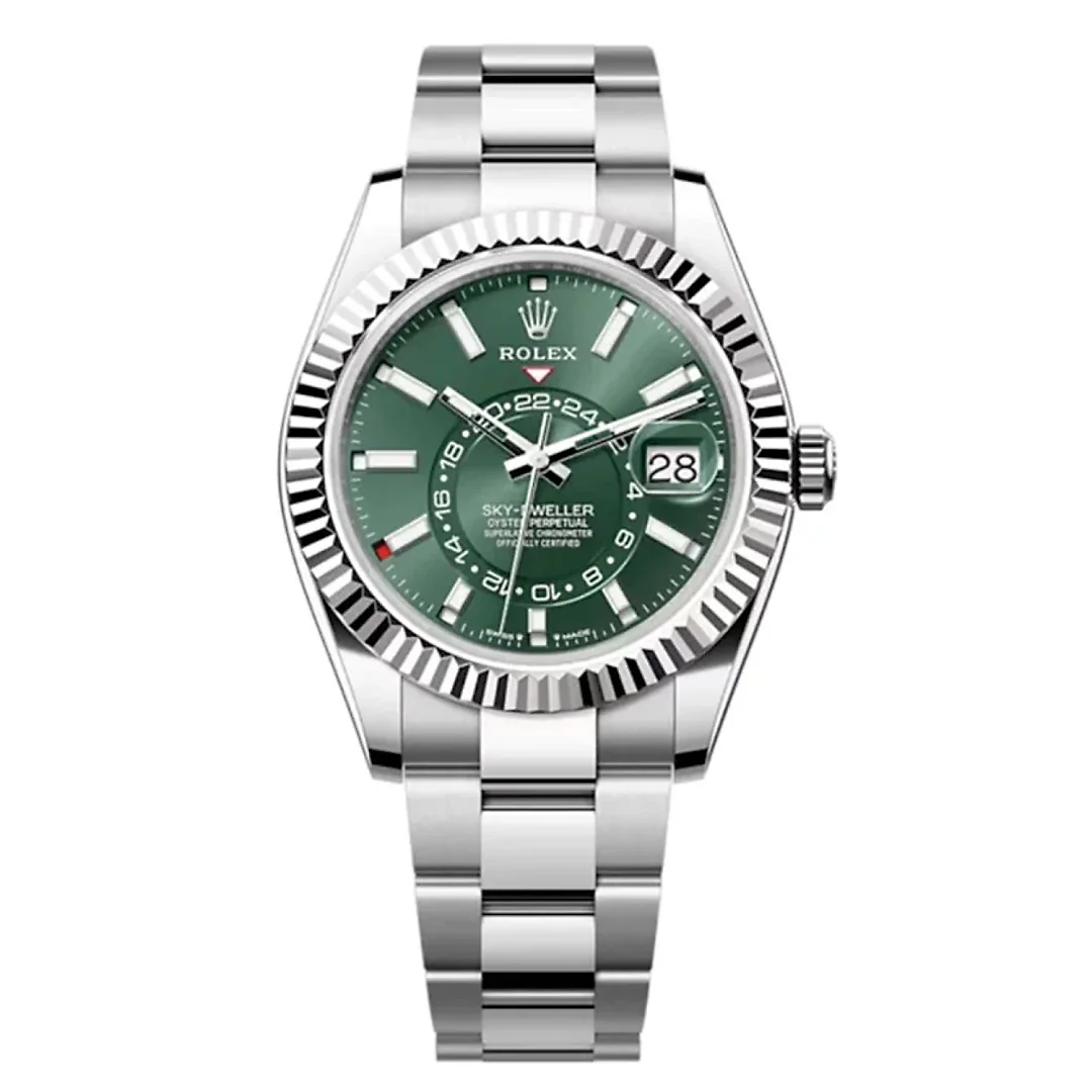 2023 Release Rolex Sky-Dweller, Mint green dial, Oyster bracelet, Oystersteel and 18k white gold Watch 336934