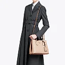 PP Small Saffiano Leather Double PP Bag in Powder Pink