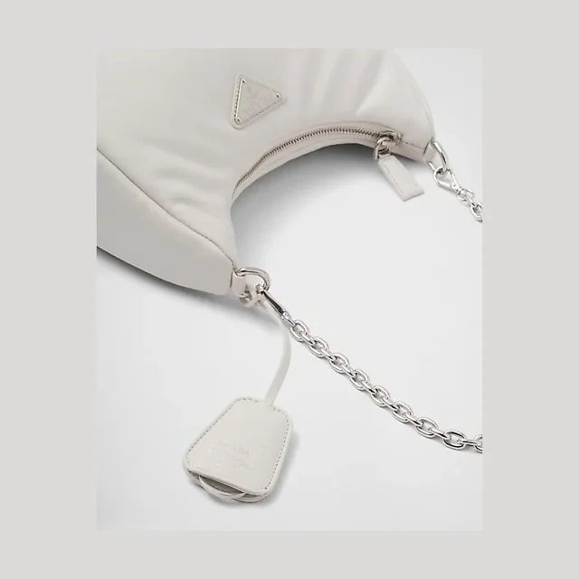 Padded nappa-leather PP Re-Edition shoulder bag – White