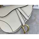 CHRISTIAN D Grained Calfskin Saddle Bag White