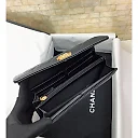 cc CO-CO Long Flap Wallet 19.5cm/7.7in Gold Hardware For Women Black